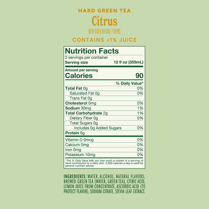 Nutrition information for Citrus Wild Leaf Hard Green Tea