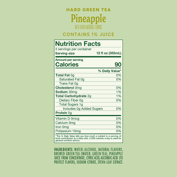 Nutrition information for Pineapple Wild Leaf Hard Green Tea